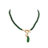 Collier pendentif feuille verte en malachite