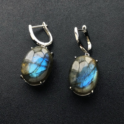 Boucle d'oreille en argent en pierre Labradorite